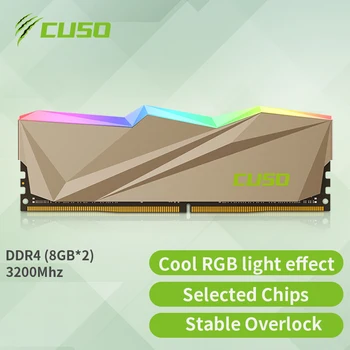 CUSO 8GBx2 3200MHz 3600MHz DDR4 RAM Memoria Ram Sabeltann-Serien RGB-DIMM-minne for Spill på Skrivebordet