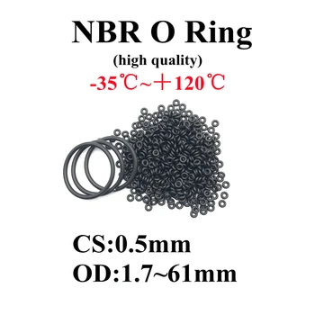 50pcs O-Ring Pakninger CS 0,5 mm OD 1,7 mm~61mm NBR Bil nitrilgummi Runde O Type Korrosjon oljebestandig Svart pakningsringen