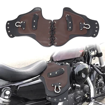 Motorsykkel Brun PU Skinn Varme Salen Shield Deflectors For Harley Touring Gate Road Glide Road King Softail Dyna Sportster