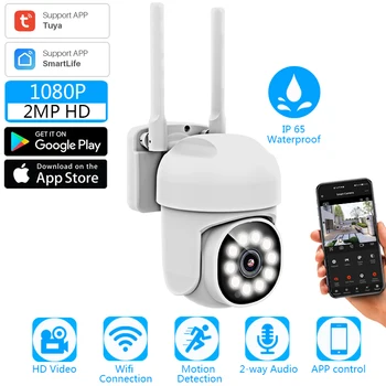 1080P 2MP Utendørs PTZ Wi-fi Tuya Smart Liv Home Security Automatisk Sporing Menneskelig Deteksjon Dome-Kamera CCTV Video-Overvåking