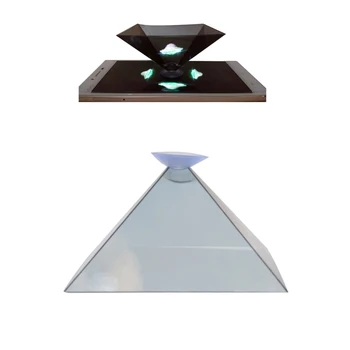 Universal Mobiltelefon 3D-Hologrammet Pyramiden Skjermen Projektoren Stå 360-Graders Bilder Tegneserie Samhandling Transportskip
