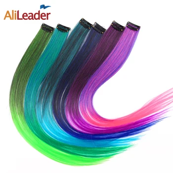 AliLeader Syntetisk Produkt Markere Ett Stykke Hår Klippet I Utvidelser Ombre 20 Farger 50Cm Lang Rett Hairpieces Klipp På