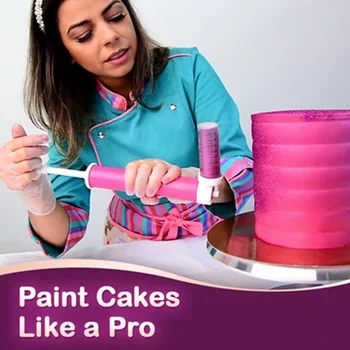 Nyeste Manuell Kake Spray Pistol Airbrush for Kake Dekorere Sprøyter Farge Duster Kake Kaker Støvtørking Sprøyting Rør