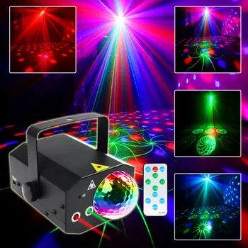 2-i-1-LED Magic Ball Partiet Light Laser DJ Lys Mini Laser Disco Ball Lys Flash Scenen Belysning Roterende Club Home Party Lys
