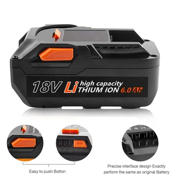 3. Generasjon Lithium 6.0 Ah 18V nytt Batteri for Ridgid 18V Batteridrevne elektroverktøy Litium-Ion-R840084 R840087 Batteri