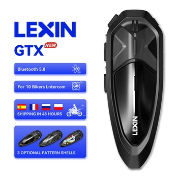 Nye 2022 Lexin GTX Motorsykkel Intercom Bluetooth Hjelm Headset Støtte for Multi-Måten Sammenkobling Med EN Knapp 10 Ryttere 2000M