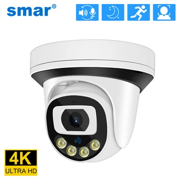 Smar IR/Color Night Vision 4K 3MP/4MP/5MP/8MP Kamera To-Veis Lyd Mikrofon Ai Face Detect Security Protection Onvif ICSEE APP