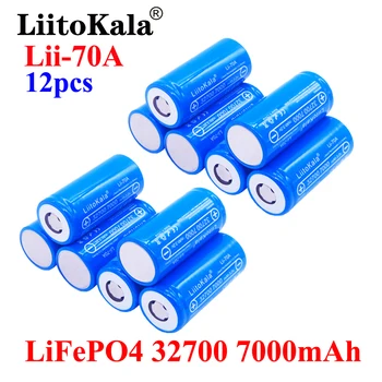 12PCS LiitoKala Lii-70A 32700 3.2 v 7000mAh Lifepo4 Oppladbart Batteri Cell 5C-Utslipp for Backup-Strøm Lommelykt 6500