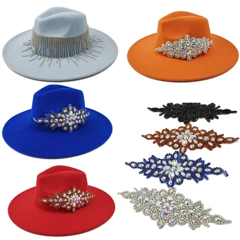 Rhinestone Dusk Fedora Hat filthatt 9,5 CM Store Randen Jazz Cap Europeisk og Amerikansk Stil og Elegante Kvinner ' s Hat Bryllup Panama-Hatten