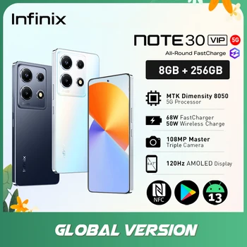 infinix note 30 VIP NFC-Android 13 5G Smarttelefon MTK Dimensity 8050 68W FastCharge 50W Trådløs Lading 108MP 6.67