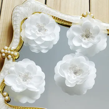 5Pcs/Mye Rosa hvite blonder trim patch applikasjon blonder stoff brudekjole DIY blomster bruden hår slør klær dekorasjon HB184