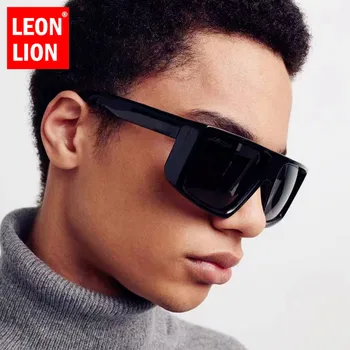 LeonLion Overdimensjonerte Solbriller Menn Luksus Merkevare, Designer Briller Menn/Kvinner Vintage Punk Solbriller Menn Speil Gafas De Sol Mujer