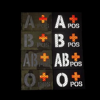 IR-Reflekterende Store blodtype ABABO+ Armbånd Taktisk Ryggsekk Lim Utendørs Moral førstehjelp Patch Hook & Loop
