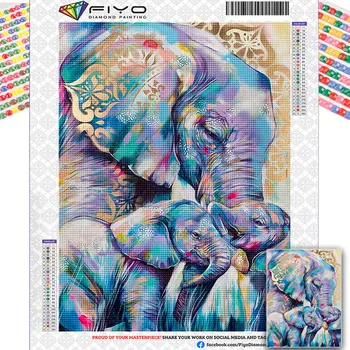 5D Diamond Maleri Dyr Elefant Full Diamond Mosaikk DIY Broderi Dyr Bilde Art Cross Stitch Kit Hjem Innredning cuadros