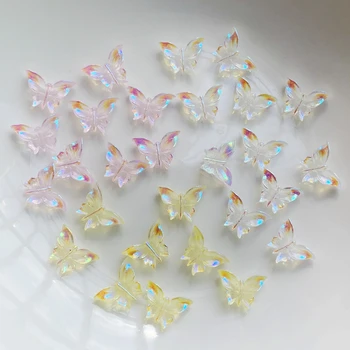 50pcs/mye AB farge crystal butterfly harpiks flatskjerm tilbake spiker rekvisita nail art dekorasjoner Gjøre med tilbehør DIY smykker