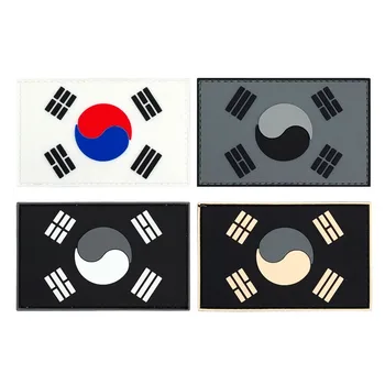 Sør-Korea Flagg Patch PVC Moral Badge Militære Oppdateringer for Klær Lue Taktisk Vest Hook & Loop Armbånd Klistremerke