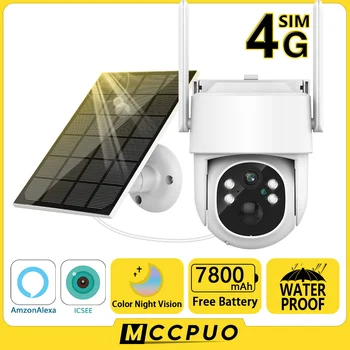 Mccpuo 5MP 4G Solar Kamera Innebygd 7800mAh Batteriet PIR Menneskelig Deteksjon Utendørs Sikkerhet CCTV Overvåkning WI-fi Kamera iCsee PRO