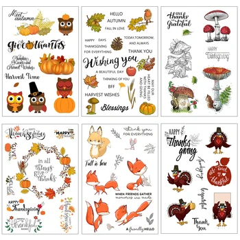 AZSG Thanksgiving Owl/Pumpkin/Høsten Vennskap Klart Frimerker For DIY Scrapbooking Card Lage Album Dekorative Silikon Seal Craft