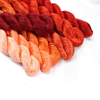 1pcs 100% silke tråd hånd broderi brodere korssting oransje serien 400m silke broderi thread7 rene farger