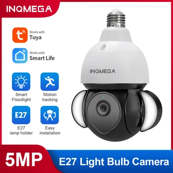 INQMEGA Tuya Pære Kamera Wifi 5MP HD PTZ-Cam med Fullt Lys Night Vision To Måten Snakke Auto Tracking for Innendørs CCTV