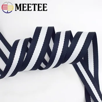 Meetee 5Meters 20-50mm Polyester Striper Webbing for Poser Belt Stropp Bånd Tape DIY Plagget Hjem Innredning Band sytilbehør