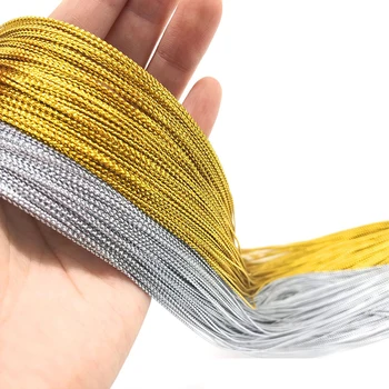 100m Tau Gull Sølv Ledningen Gave Emballasje String Metallic Smykker Tråden Ledningen DIY Tag Line Armbånd Lage Etiketter Mark Nøkkelbånd