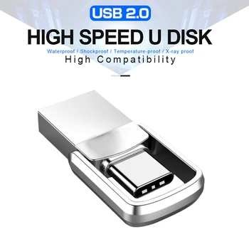 USB Flash-Stasjon OTG-Metal USB 2.0-Penn-Drive-Tasten 64GB Type C Høy Hastighet pendrive Mini Flash Drive Memory Stick