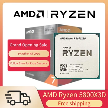 Nye AMD Ryzen 7 5800X3D R7 5800X3D CPU Prosessor 3.4 GHz-8 Kjerner 16-Tråden 7NM L3=96M Socket AM4 Uten Vifte