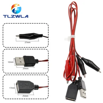 Alligator Test Klipp Klemmen til USB-Hann-Hunn-Kontakt strømforsyningsadapter Wire 58cm Kabel-Rød og Sort