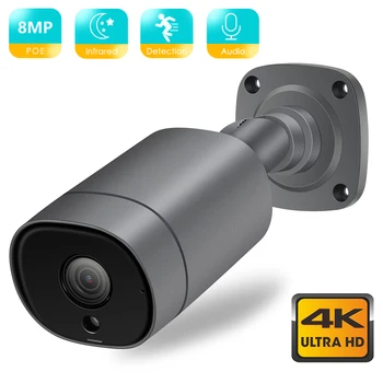 BSDER 4K 8MP IP-Kamera 4MP Ultra HD POE Lyd bevegelsesvarsling Varsling Bullet Utendørs Video Overvåking Kamera IR Night Vision