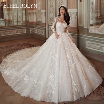ETHEL ROLYN Ball Kjole brudekjoler For Kvinner 2023 langermet Profilering 3D-Appliques Prinsesse Bridal Dress Vestidos De Novia