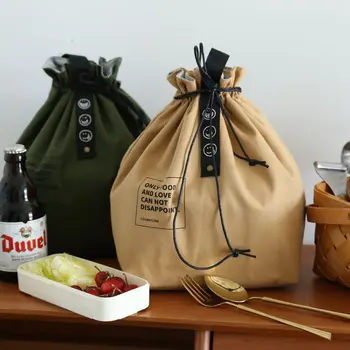 Nytt Lunsj Bag Lerret Snor Isolasjon og Kald Lagring Stor kapasitet Camping Student Office Worker Lunsj Bag