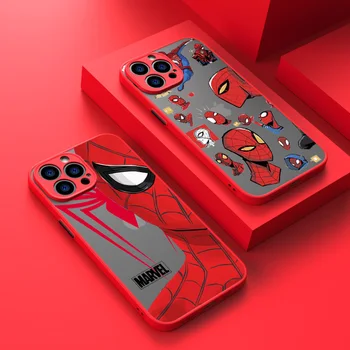 Marvel Søte Spider-Man Phone Case For Apple iPhone 14 13 12 11 XS Mini Pro Maks 8 7 6 6S XR X Pluss Frostet Gjennomsiktig Deksel