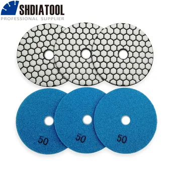 SHDIATOOL 6pcs Diamond Tørr Polishing Pad Granitt Marmor Fleksibel Harpiks Sliping Disc 4