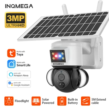 INQMEGA TUYA Kamera med Solcellepanel, PIR bevegelsesdetektor, Kan Installeres Separat, videoovervåkning VIDEOOVERVÅKING Støtter Alexa