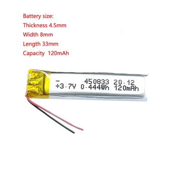 3,7 v Oppladbart Lipo Batterier 450833 120mah Li-Polymer Batteriet Headsettet Bærbare Enheter Bluetooth,Opptak Penn,