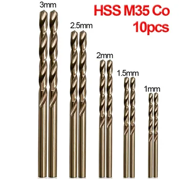 5/10pcs HSS M35 Kobolt Drill Bit 1 mm 1,5 mm, 2 mm 2,5 mm 3 mm For Rustfritt Stål Skrue Høy Kvalitet Drill Trykk på Power Tool Deler
