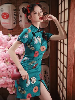 Qipao Moderne Kinesisk Kjole Jente Mote Strekke Vintage Cheongsam Kvinner Tradisjonelle Kappe Orientale Vestido Chino Kina Ny Stil