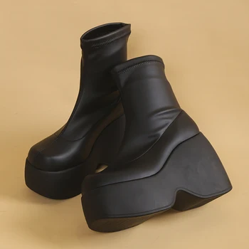 Ny-Gotisk Stil, Sexy, Elegant, Solide Plattform Kvinner Ankel Boots Stor Størrelse 43 Komfortable Walking Woman Sko Plattform Sko
