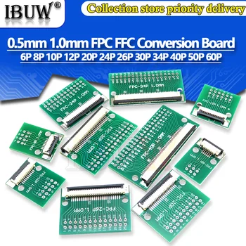 FPC FFC 0,5 MM 1.0 MM Pitch Konvertering styret DIY PCB styret 6P~60P 6 8 10 20 24 26 30 34 40 50 60 P-konnektor For Kabel-overføring