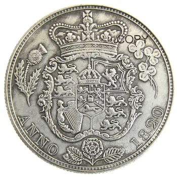 UF(26)Storbritannia George IV 1820 Halv Krone Kopi Mynt