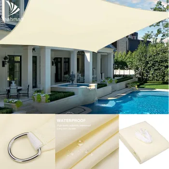 98%UV Block vanntett Skyggen Seile Solen Seile Ly Baldakin Basseng Rektangel Square 4x3m/3x2M For Hage-Terrasse