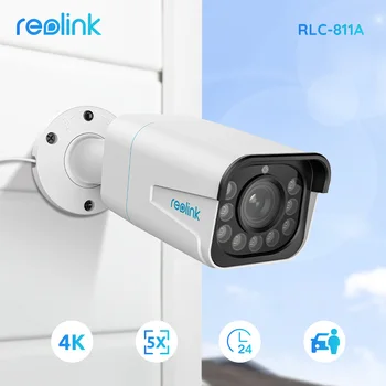 Reolink Smart 4K 8MP PoE Sikkerhet Kamera 5X Zoom 2-Veis Lyd IP Cam Human/Bil Deteksjon Søkelyset overvåkingskameraer RLC-811A