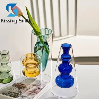 Nordisk Stil Glass Vaser Estetiske Anlegg Tilbehør Bord Dekorasjon Blomst Arrangement Hydroponic Flaske Moderne Hjem Innredning