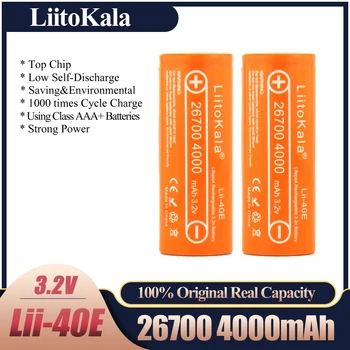 LiitoKala Lii-40E Lifepo4 26700 3.2 v 4000mah oppladbart batteri litium celle høy kapasitet 10A pilas gjør-det-selv pakke mod leker