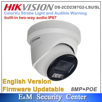 Original Hikvision DS-2CD2387G2-LSU/SL IP67 8MP 4K ColorVu Strobe Lys og Lydsignal Fast Turret Nettverk Kamera