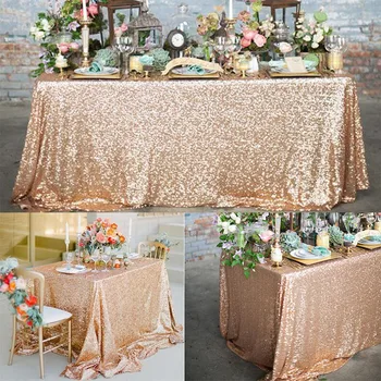 180x120cm Rektangulært Bord Dekke Glitter Sequin Duk Rose Gold Duk For Bryllup Bursdag Fest Hjemme Dekorasjon